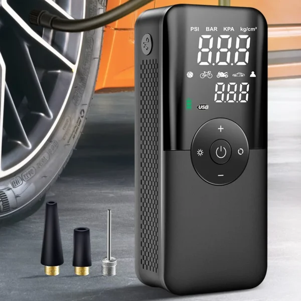 Portable Air Pump for Tires and Sports Equipment Rechargeable