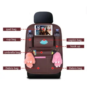 Car Seat Back Organizer PU Leather Multi Functional Car Storage Bag