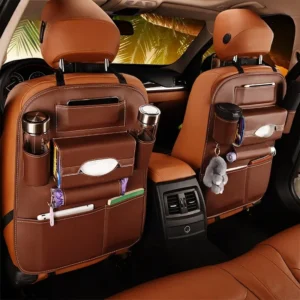 Universal Car Seat Back Organizer Bag - PU Leather Storage Solution
