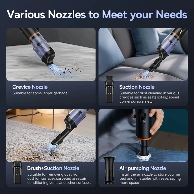 Cordless Car Vacuum Cleaner 12000Pa Portable Handheld Auto Vacuum